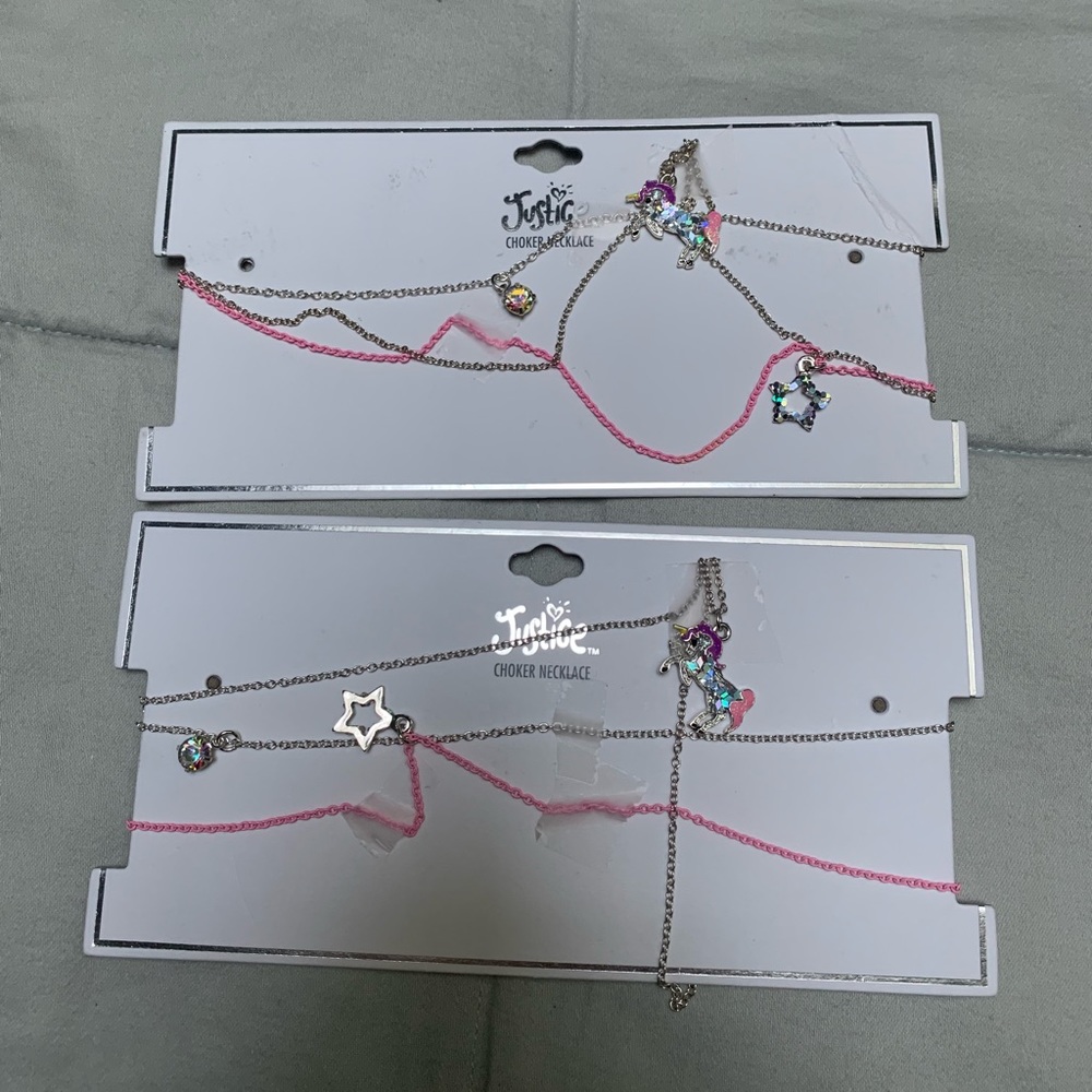 NWT set of 2 justice layered choker necklace
